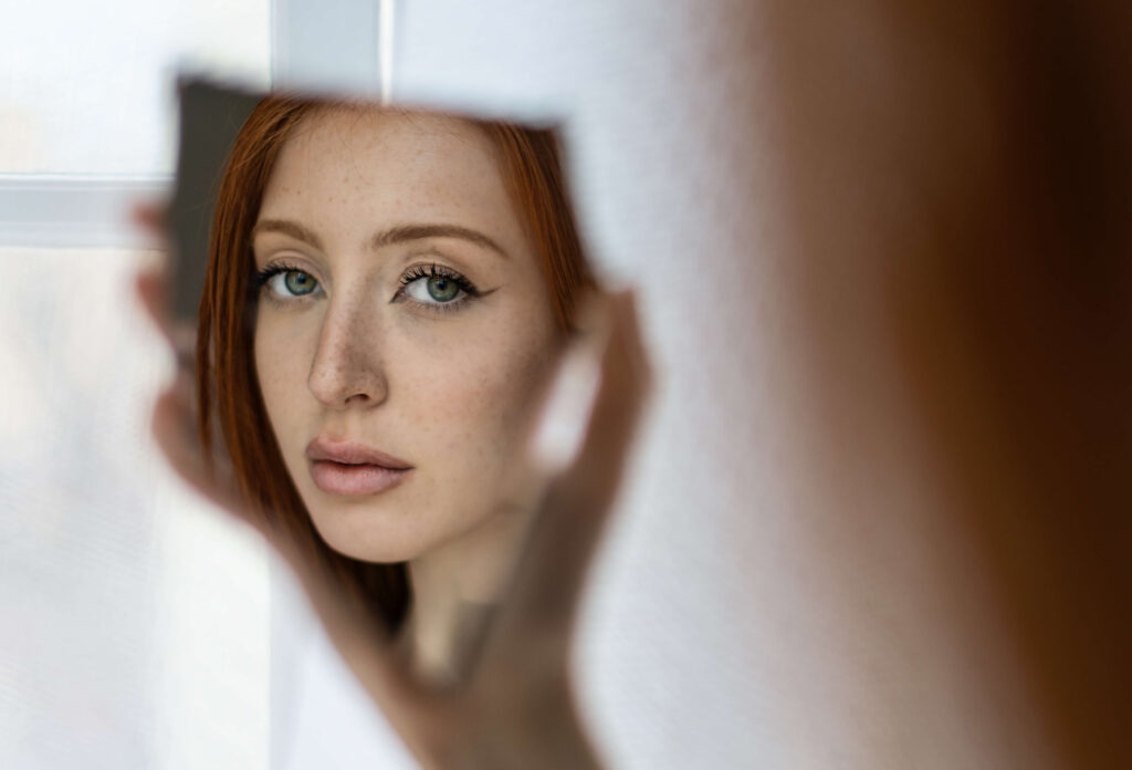 Exeter beauty photographer - Caitlyn beauty portrait Caitlyn broken mirror reflection